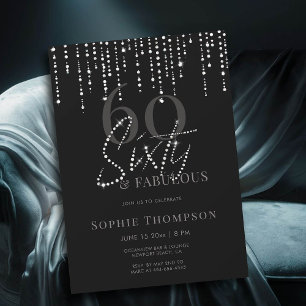 Invitation 60 Fabuleux Parties scintillant de séchage Noir 60