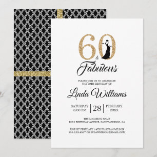Invitation 60 Fabulous Gold Parties scintillant 60e anniversa