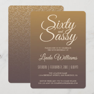 Invitation 60 Sassy Gold Burgundy Ombre 60e anniversaire