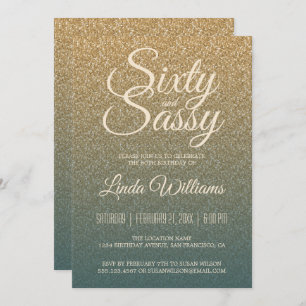 Invitation 60 Sassy Gold Emerald Ombre 60e anniversaire