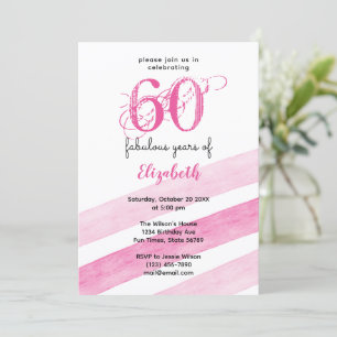 Invitation 60e anniversaire 60 ans fabuleux PINK