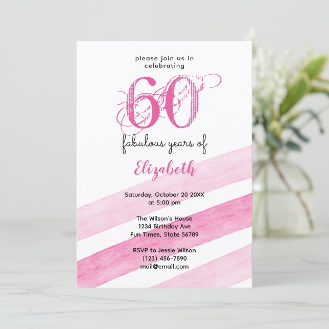 Invitation 60e anniversaire 60 ans fabuleux PINK (Debout devant)