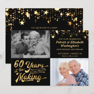 Invitation 60e anniversaire Alors et maintenant Photos Noir e