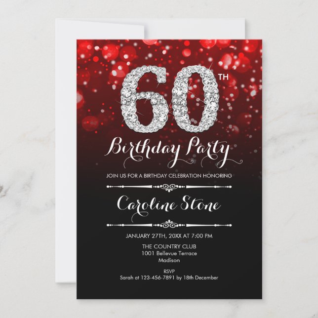 Invitation 60e anniversaire - Argent noir rouge (Devant)