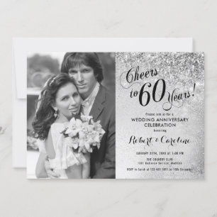 Invitation 60e anniversaire avec photo - Argent