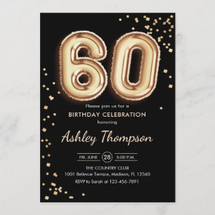 Invitation 60e anniversaire - Ballons d'or noir