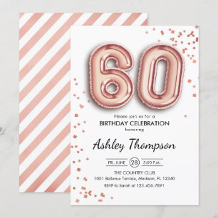 Invitation 60e anniversaire - Ballons d'or Rose