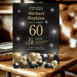 Invitation 60e anniversaire Black Gold Ballons photo