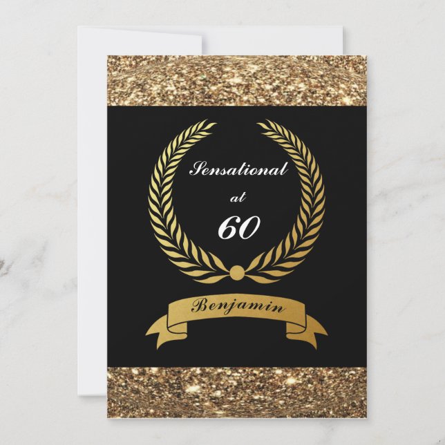 Invitation 60e anniversaire Black Gold Parties scintillant El (Devant)