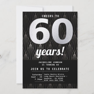 Invitation 60e anniversaire Black Silver Party