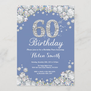 Invitation 60e anniversaire Bleu et Diamant d'argent