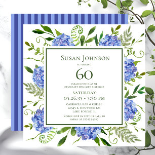 Invitation 60e anniversaire Blue Hydrangeas