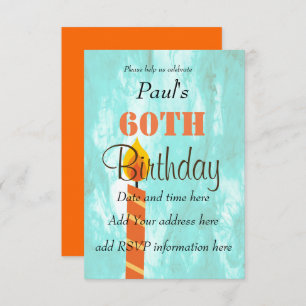 Invitation 60e Anniversaire Bougie Blue Orange Party Invitati