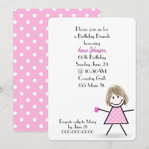 Invitation 60e anniversaire Brunch Stick Girl