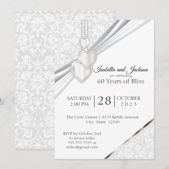 Invitation 60e anniversaire de diamant Conception (Devant / Derrière)