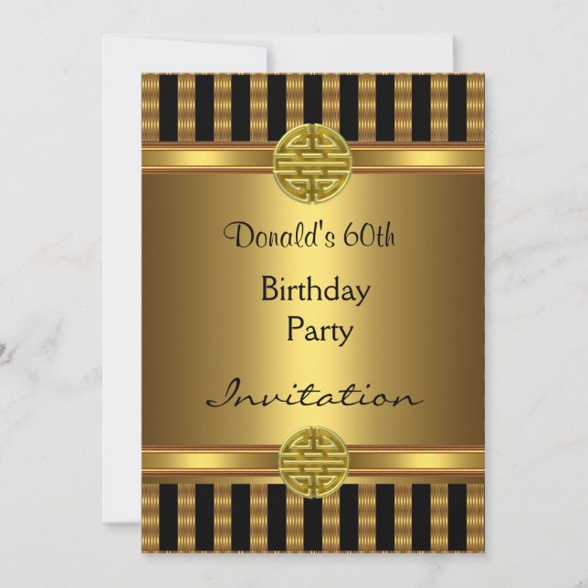 Invitation 60e anniversaire de fête Black Gold Men (Devant)