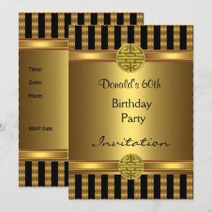 Invitation 60e anniversaire de fête Black Gold Men