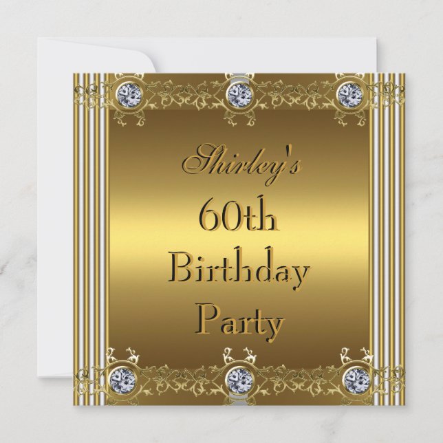 Invitation 60e Anniversaire de fête Gold (Devant)