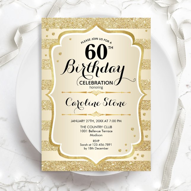 Invitation 60e anniversaire de fête Gold (Créateur téléchargé)