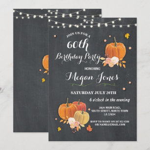 Invitation 60e anniversaire de la fête Citrouille Rustic Chal
