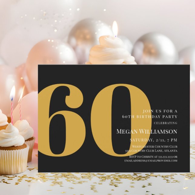 Invitation 60e anniversaire de la version moderne Gold et Bla (Créateur téléchargé)