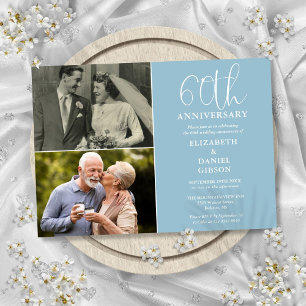 Invitation 60e anniversaire de mariage alors et maintenant 2
