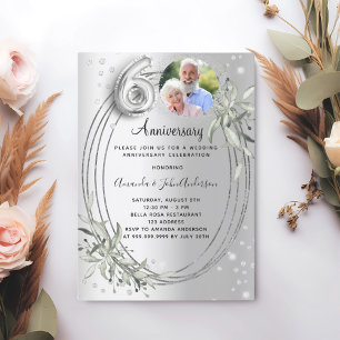 Invitation 60e anniversaire de mariage argent photo diamant