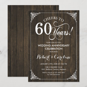 Invitation 60e anniversaire de mariage - Bois