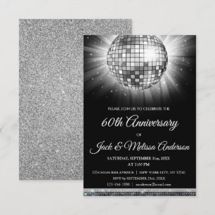 Invitation 60e anniversaire de Mariage soirée boule Disco Sil