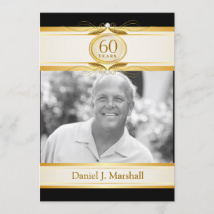 Invitation 60e Anniversaire de Surpise Party - Monogramme d'o