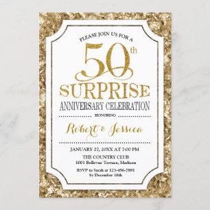 Invitation 60e anniversaire de surprise - or blanc