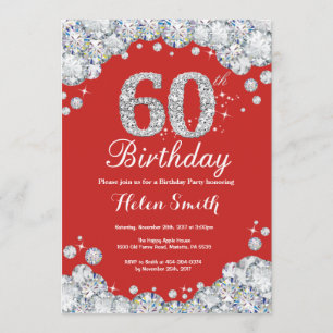 Invitation 60e anniversaire Diamant rouge et argen