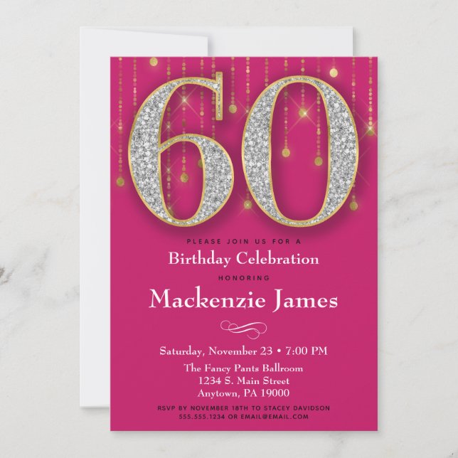 Invitation 60e anniversaire Diamants d'or rose Adu (Devant)