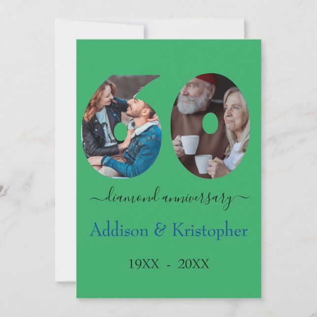 Invitation 60e Anniversaire Diamond Love Modèle photo (Devant)
