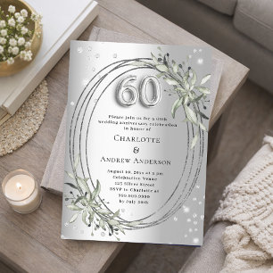 Invitation 60e anniversaire du mariage diamants argentés