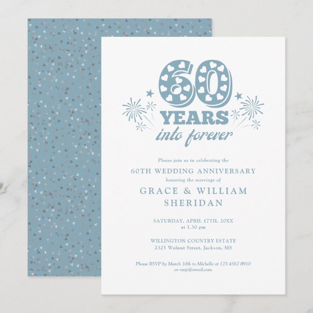 Invitation 60e anniversaire du Mariage pour toujours (Devant / Derrière)