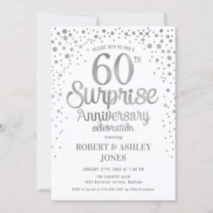 Invitation 60e anniversaire du Mariage surprise - Argent et b
