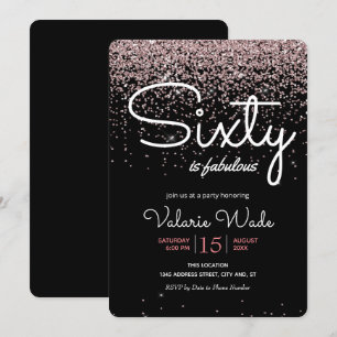 Invitation 60e anniversaire fabuleux Parties scintillant rose