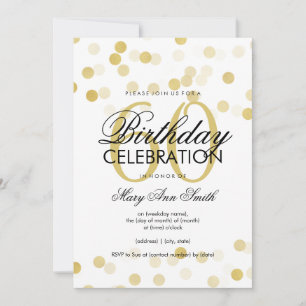 Invitation 60e anniversaire Faux Gold Foil Parties scintillan
