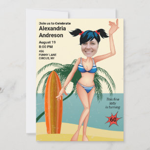 Invitation 60e anniversaire femme 🎉 Beach Bikini Party