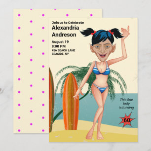 Invitation 60e anniversaire femme 🎉 Beach Bikini Party