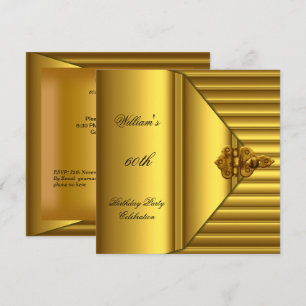 Invitation 60e Anniversaire Fête Elégant Mens Jaune Mans Or