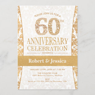Invitation 60e anniversaire - Gold White