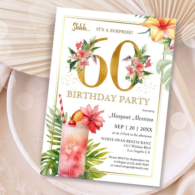 Invitation 60e anniversaire Hawaiian Tropical Cocktail Party (Créateur téléchargé)