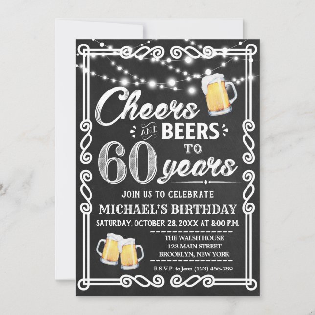 Invitation 60e anniversaire Invitation| Chefs et bières (Devant)