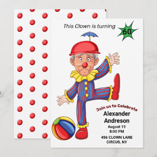 Invitation 60e Anniversaire Mens Funny Clown Epic Extraordina