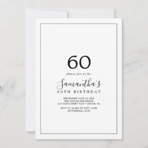 Invitation 60e anniversaire minimaliste