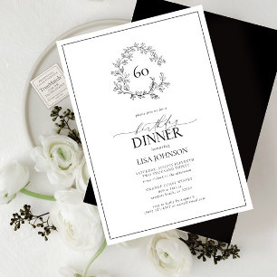 Invitation 60e anniversaire Moderne Noir & Blanc Poitrine feu