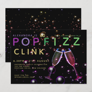 Invitation 60e anniversaire moderne - POP FIZZ CLINK Champagn