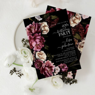 Invitation 60e anniversaire Moody moderne Bourgogne Blush Flo